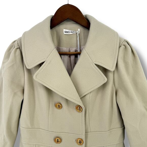 Grace Karin Notch Lapel Double Breasted Trench Coat Size Small Beige - Picture 3 of 8